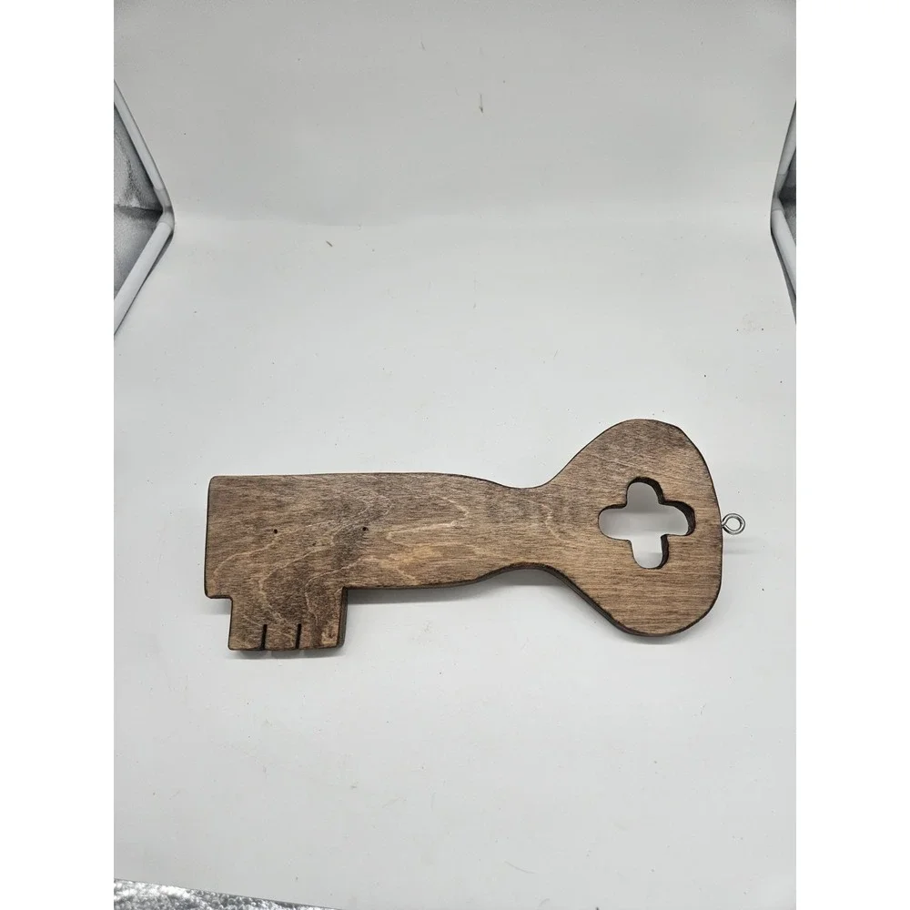 Handmade Wooden Key shape Key Holder 4 hooks 12